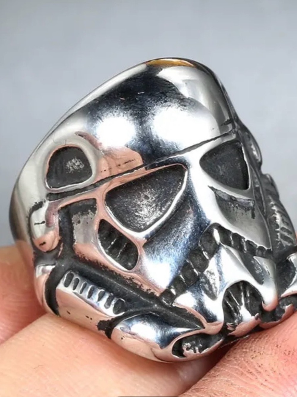 Men’s Titanium‎ Steel Interstellar Design Ring Size 9 Silver Tone Statement Ring